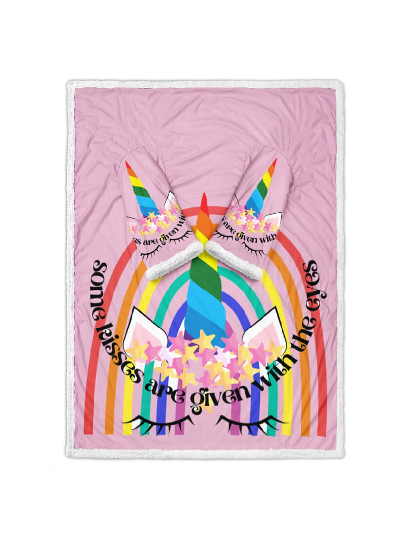 Rainbow Unicorn Valentines Day Sleeve Blankets